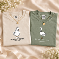 Mr. & Mrs. Silly Goose Shirts, Custom Date Matching Newlywed Tees, Honeymoon & Anniversary Couple Gift