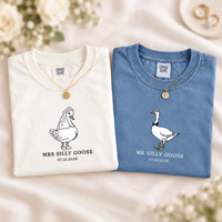 Mr. & Mrs. Silly Goose Shirts, Custom Date Matching Newlywed Tees, Honeymoon & Anniversary Couple Gift