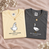 Mr. & Mrs. Silly Goose Shirts, Custom Date Matching Newlywed Tees, Honeymoon & Anniversary Couple Gift