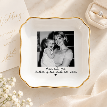 Custom Photo Mother of the Bride Jewelry Dish, Personalized Wedding Gift for Mom, Mother of the Groom Keepsake