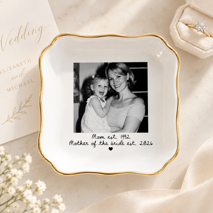 Custom Photo Mother of the Bride Jewelry Dish, Personalized Wedding Gift for Mom, Mother of the Groom Keepsake