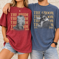 Personalized Vintage Photo Bride and Groom Shirts, Retro Wedding Matching Tee, Mr and Mrs Honeymoon Gift