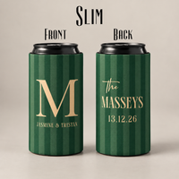 Personalized Monogram Wedding Can Coolers, Custom Monogram Drink Sleeves, Wedding Party Favors