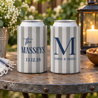 Personalized Monogram Wedding Can Coolers, Custom Monogram Drink Sleeves, Wedding Party Favors