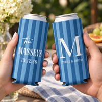 Personalized Monogram Wedding Can Coolers, Custom Monogram Drink Sleeves, Wedding Party Favors