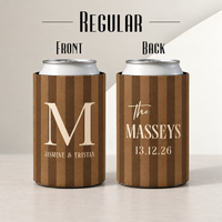 Personalized Monogram Wedding Can Coolers, Custom Monogram Drink Sleeves, Wedding Party Favors
