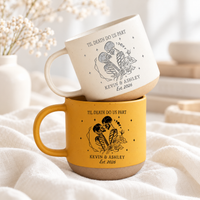 Til Death Do Us Part Skeleton Pottery Mug, Personalized Halloween Couple Anniversary Mug, Gothic Wedding Gift