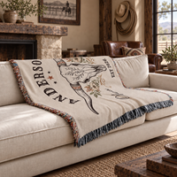 Personalized Western Mr and Mrs Woven Blanket – Rustic Cowboy Couple Gift