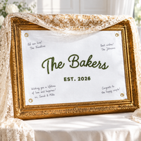 Custom Embroidered Last Name Wedding Flag – Established Banner Wall Art