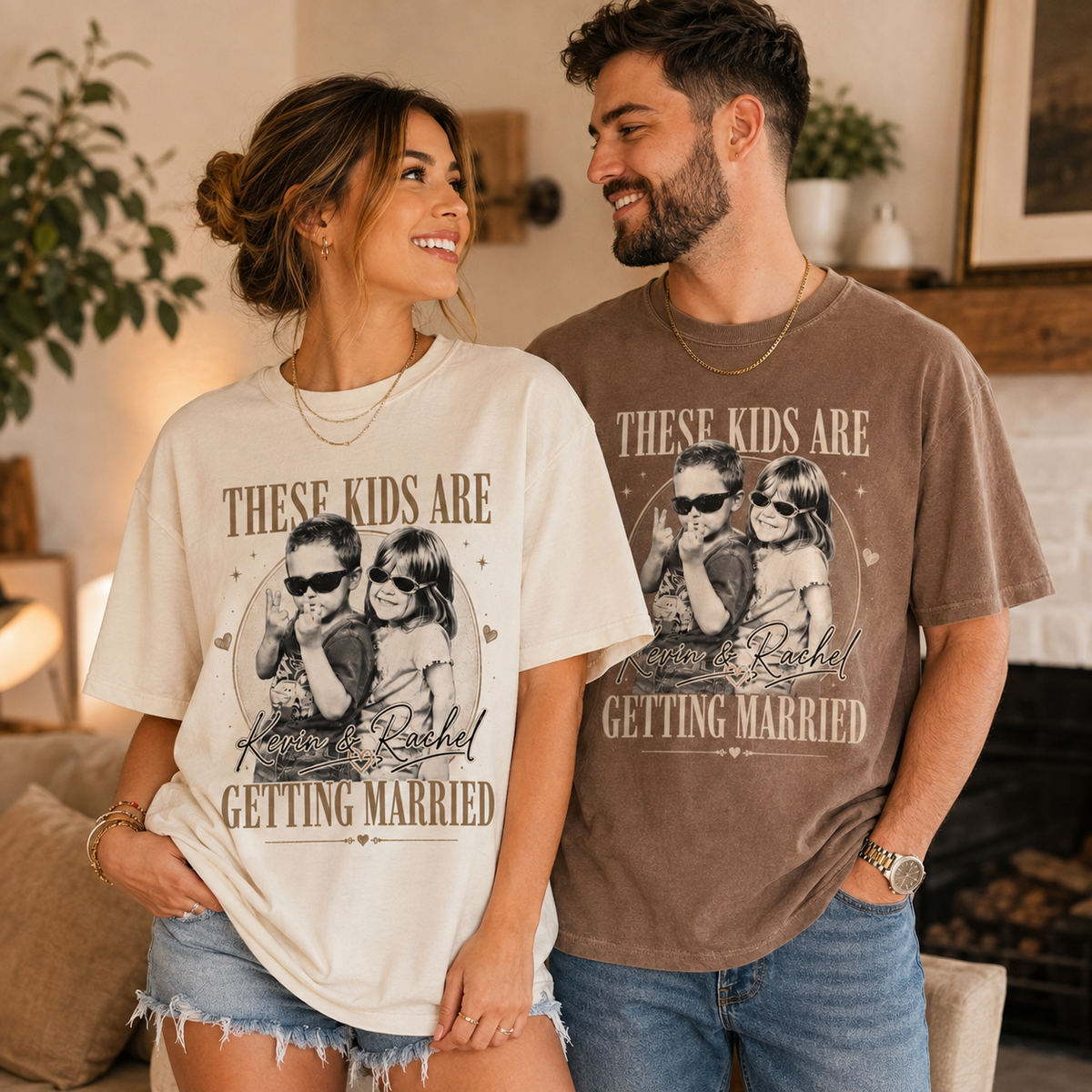 These Kids Are Getting Married Shirt, Custom Photo Couple Comfort Colors Tee image 2
