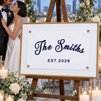 Personalized Lace Trim Wedding Flag – Last Name Guest Book Banner