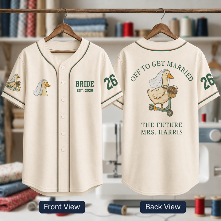 Personalized Off To Get Married Goose Baseball Jersey, Custom Wedding Crew