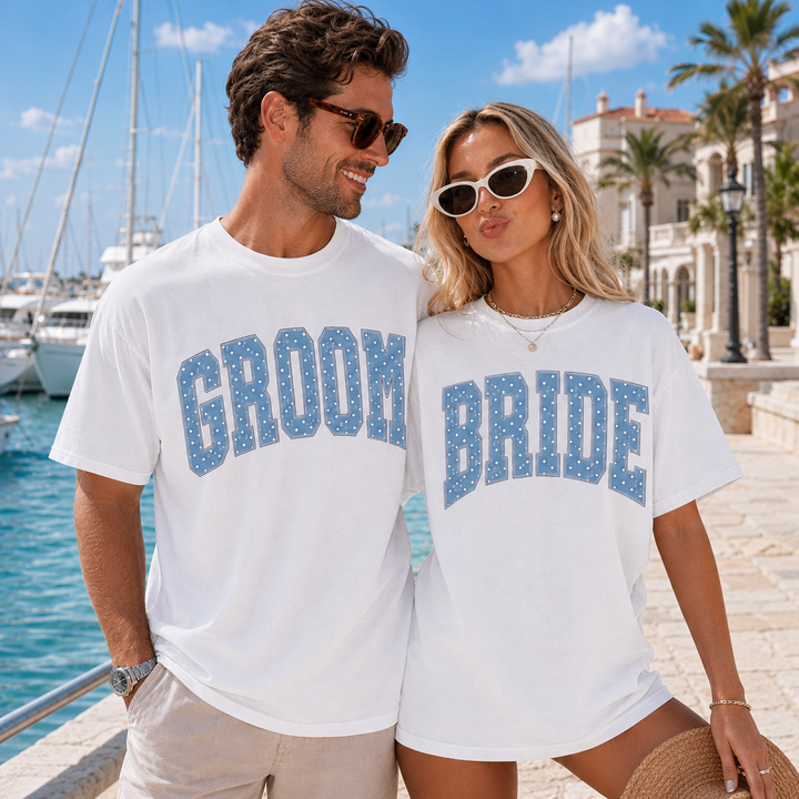 Bride & Groom Matching Comfort Colors Shirts – Funny Bride and Groom Wedding Tees for Newlyweds & Honeymoon