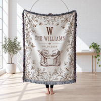 Western Wedding Blanket Custom With Names And Date, Cowboy Mr And Mrs Woven Throw, Rustic Bridal Shower Gift, Personalized Couple Present