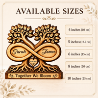 Personalized Wooden Infinity Tree Plaque, Custom Couple Names and Date, Wedding, Newlywed or Anniversary Gift