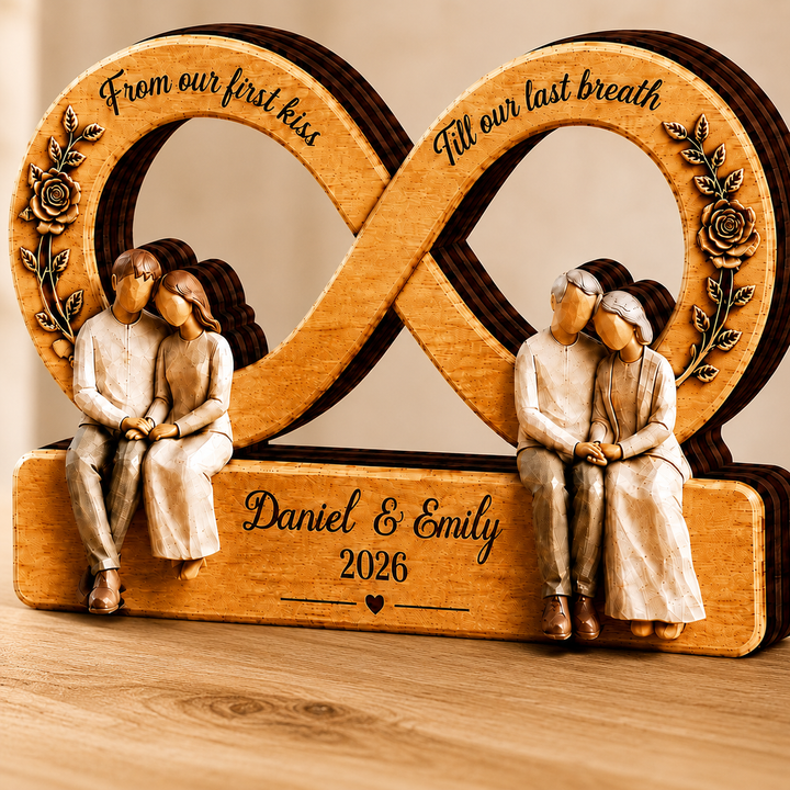 Personalized Couple Infinity Wooden Plaque, Custom Names & Date, Romantic Couple Keepsake Gift
