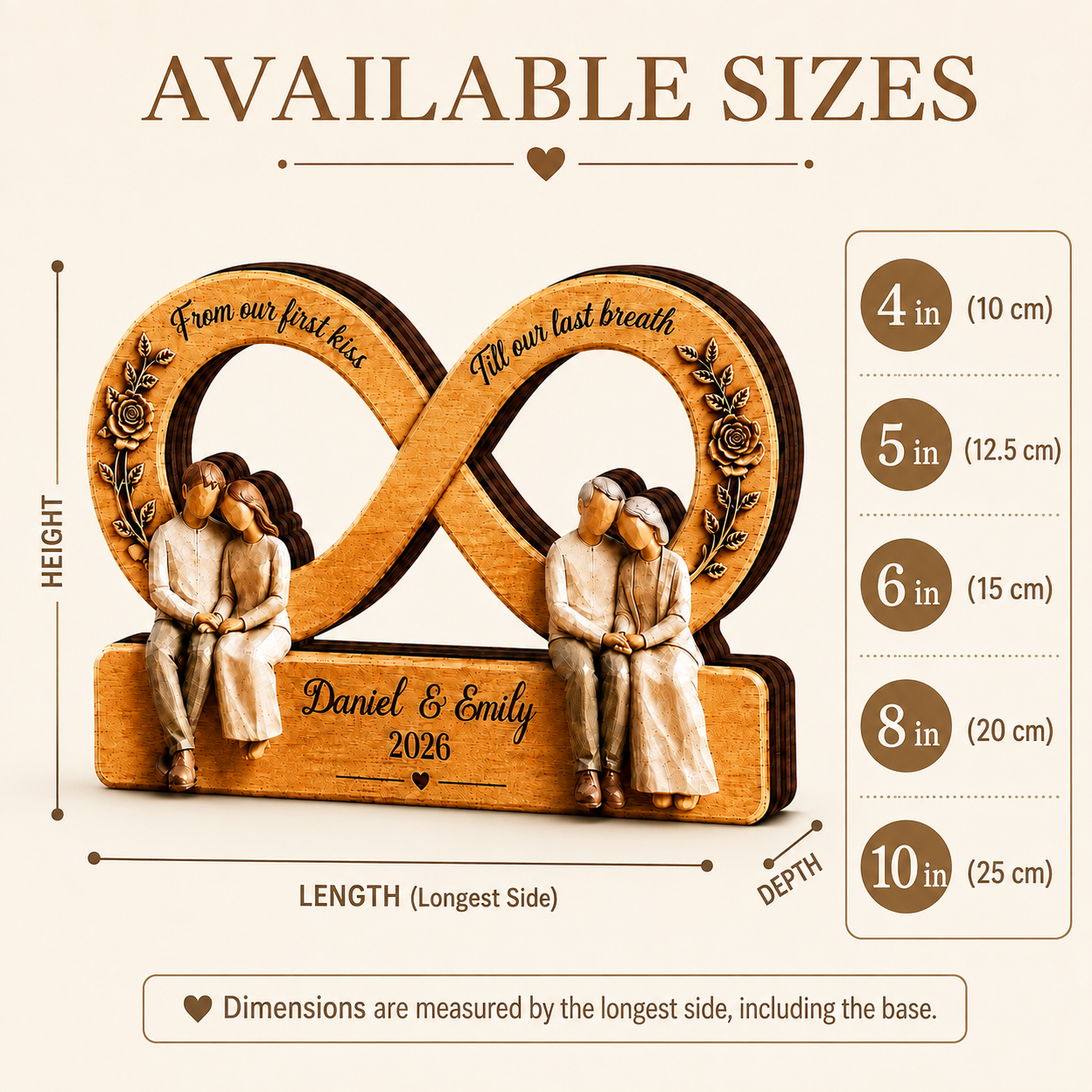 Personalized Couple Infinity Wooden Plaque, Custom Names & Date, Romantic Couple Keepsake Gift