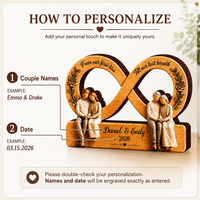 Personalized Couple Infinity Wooden Plaque, Custom Names & Date, Romantic Couple Keepsake Gift