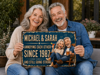 Personalized Couple Metal Sign, Custom Photo & Names Anniversary Gift, Rustic Wedding Keepsake for Husband or Wife