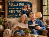 Personalized Couple Metal Sign, Custom Photo & Names Anniversary Gift, Rustic Wedding Keepsake for Husband or Wife