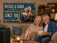 Personalized Couple Metal Sign, Custom Photo & Names Anniversary Gift, Rustic Wedding Keepsake for Husband or Wife