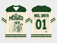 Personalized Wedding Party Jersey, Funny Cat Bridal Shirt, Custom Name & Number Football Tee, Bachelorette Crew Top
