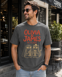Personalized Cat Couple Comfort T-Shirt, Custom Names & Date Shirt, Gift for Cat Loving Couples, Wedding Gift, Newlywed Gift, Anniversary Gift