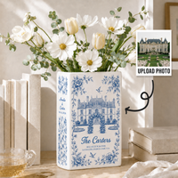 Personalized Wedding Venue Photo Toile Illustrated Venue Decor, Custom Ceramic Book Vase,Wedding Gift For Couple,Custom Keepsake Flower Vase