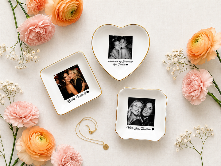 Personalized Bestie Photo Trinket Dish, Photo Jewelry Dish, Jewelry Ring Dish, Bridesmaid Proposal, Maid of Honor, Photo Trinket Dish