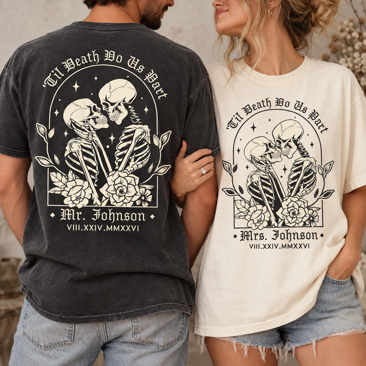 Personalized Til Death Do Us Part Mr & Mrs Comfort Colors Tee