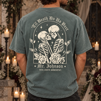 Personalized Til Death Do Us Part Mr & Mrs Comfort Colors Tee mockup 5