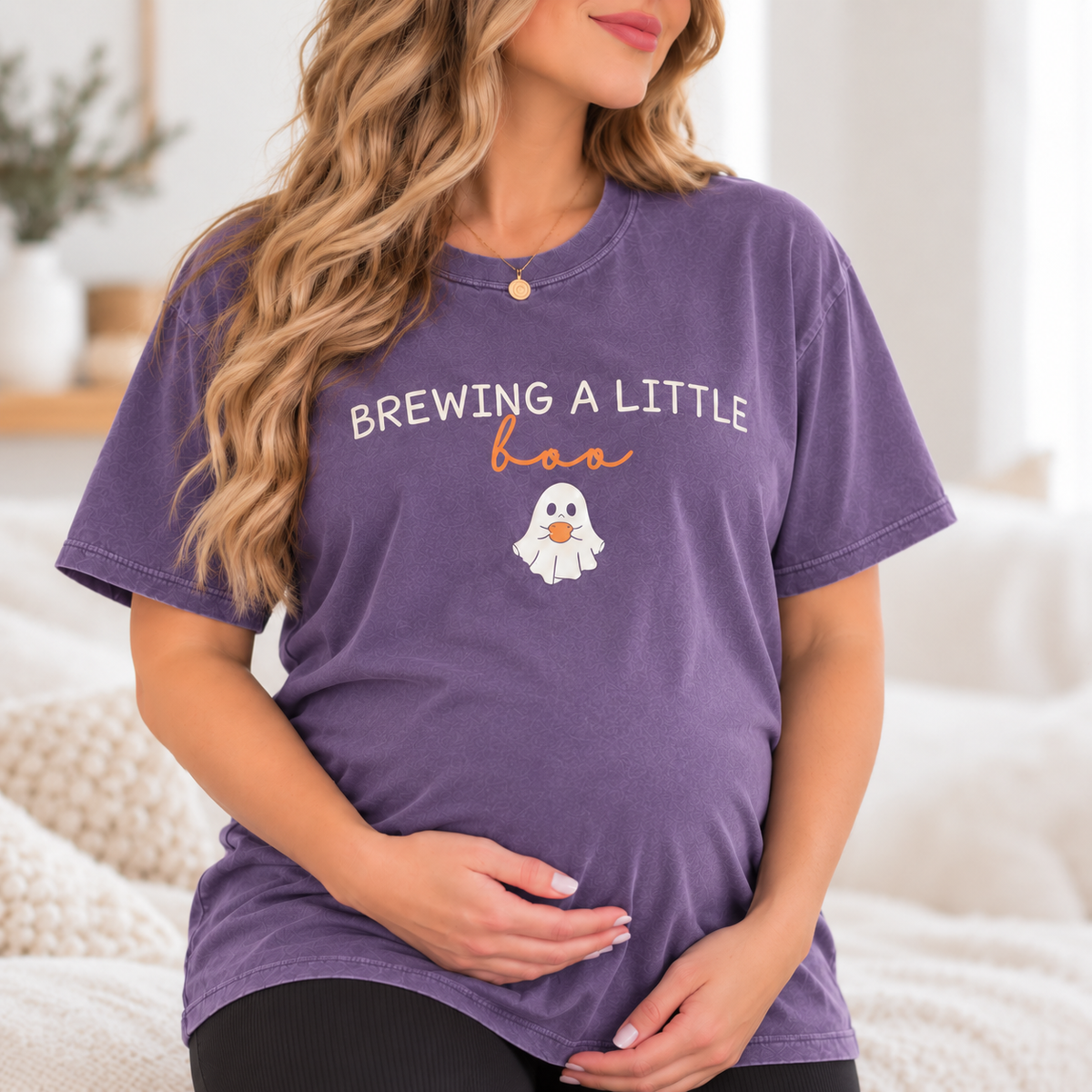 Brewing a Little Boo & Boo's Bodyguard Matching Couple Comfort Colors Tees mockup 5