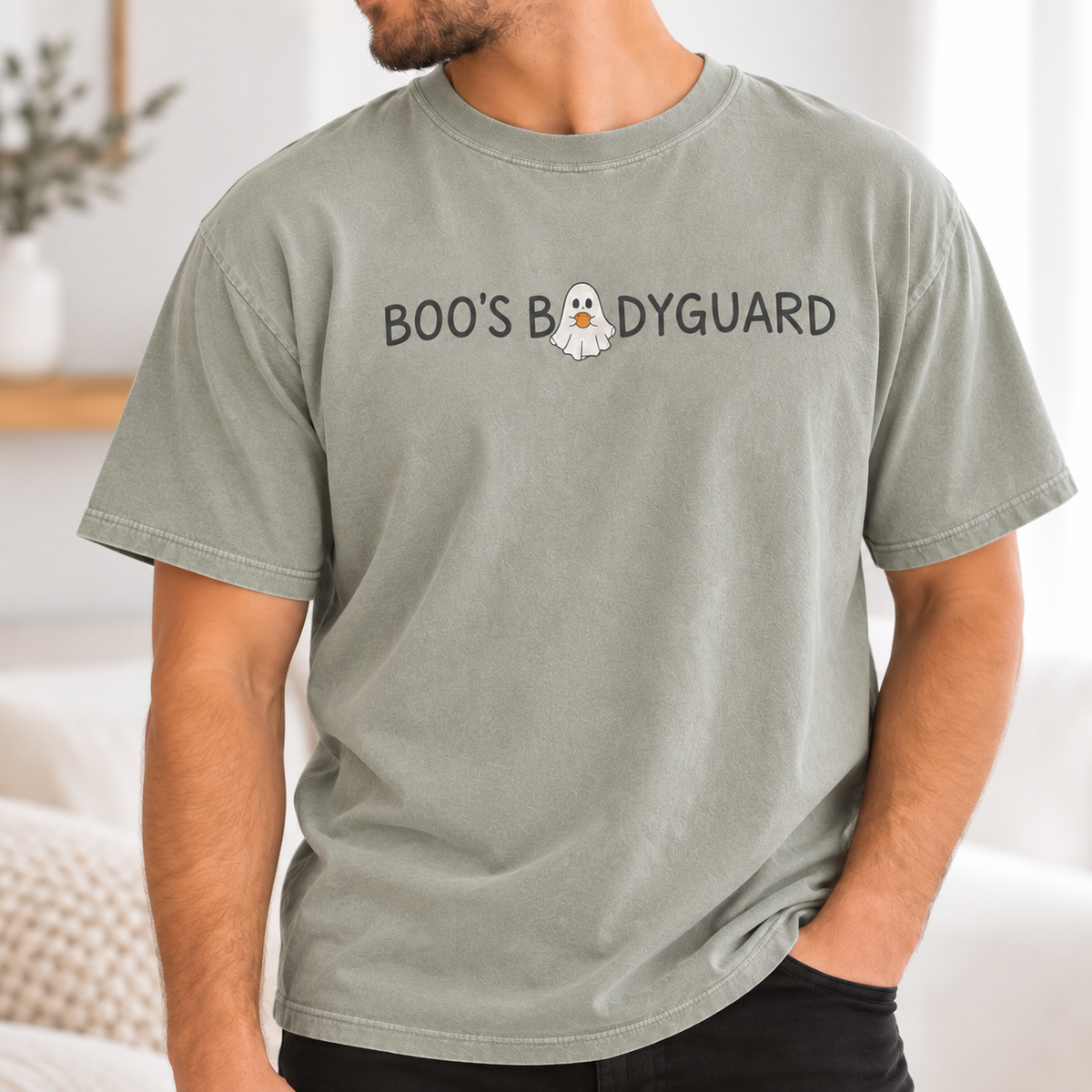 Brewing a Little Boo & Boo's Bodyguard Matching Couple Comfort Colors Tees mockup 6