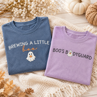 Brewing a Little Boo & Boo's Bodyguard Matching Couple Comfort Colors Tees mockup 9