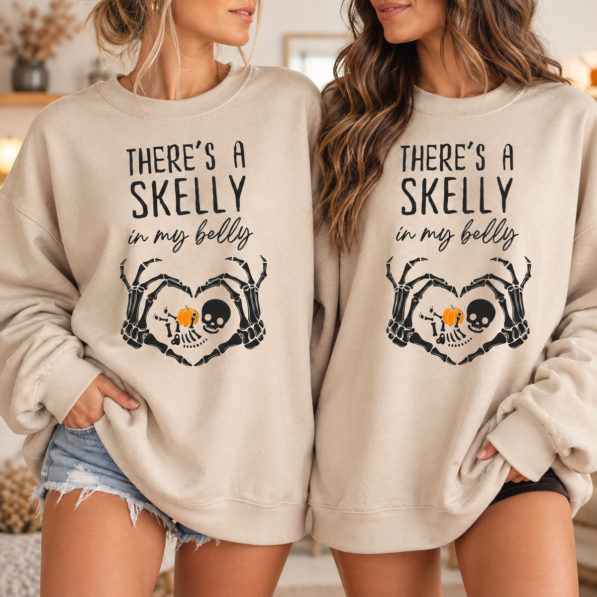 There's a Skelly in My Belly maternity sweatshirt and hoodie mockup 2