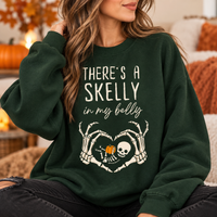 There's a Skelly in My Belly maternity sweatshirt and hoodie mockup 5