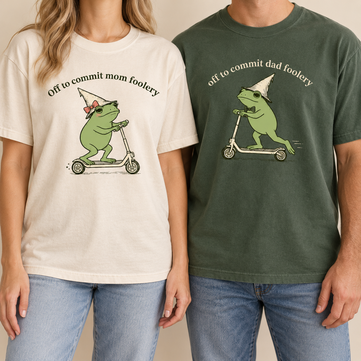 Off to Commit Mom & Dad Foolery Matching Couple Comfort Colors Tees mockup 2