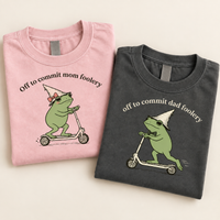 Off to Commit Mom & Dad Foolery Matching Couple Comfort Colors Tees mockup 7