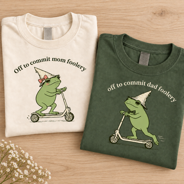 Off to Commit Mom & Dad Foolery Matching Couple Comfort Colors Tees mockup 8