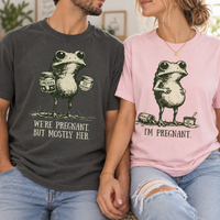 We're Pregnant But Mostly Her Funny Frog Matching Couple Comfort Colors Tees product image 5