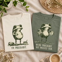 We're Pregnant But Mostly Her Funny Frog Matching Couple Comfort Colors Tees product image 8