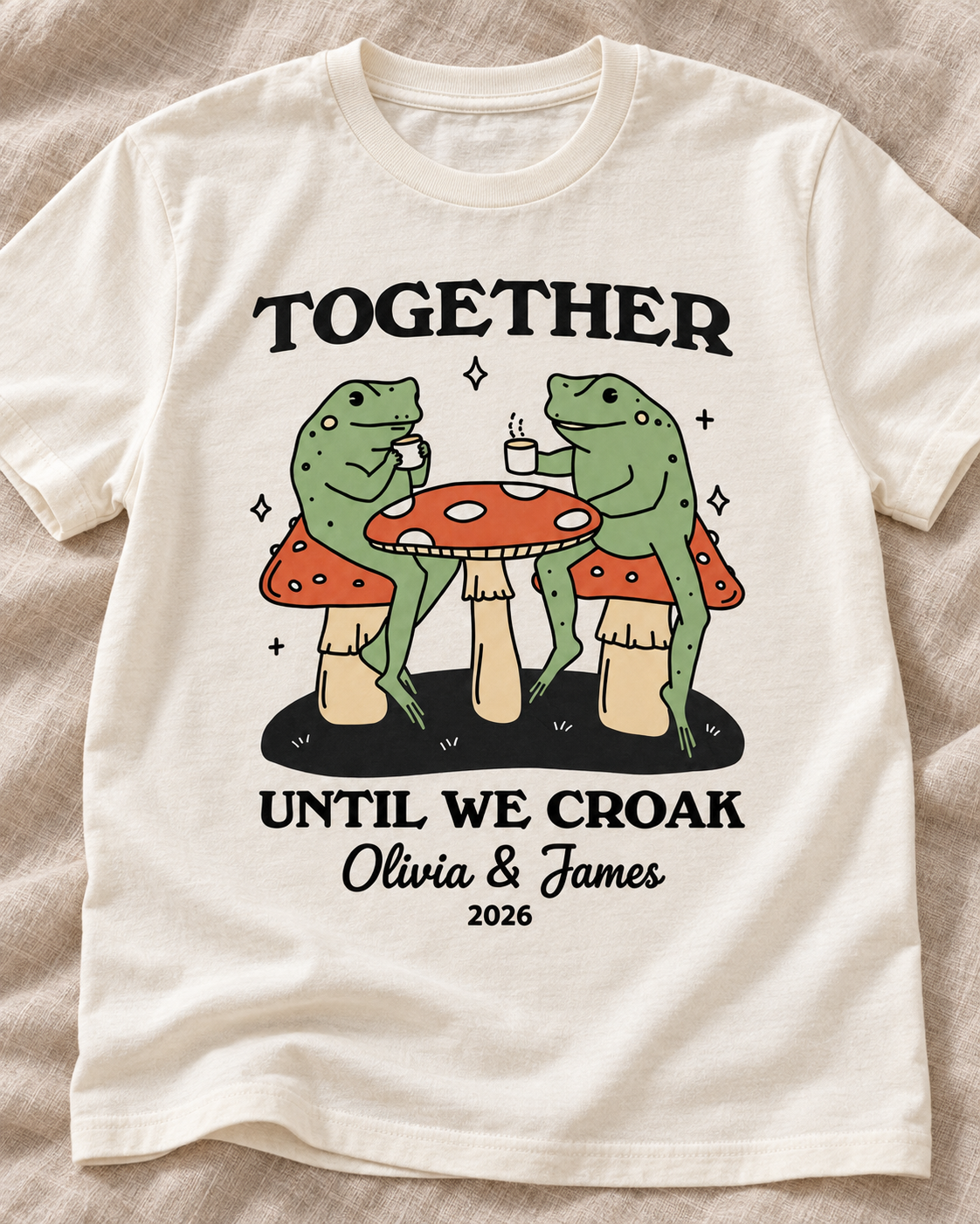 Together Until We Croak Personalized Couple Comfort Colors Tee mockup 3