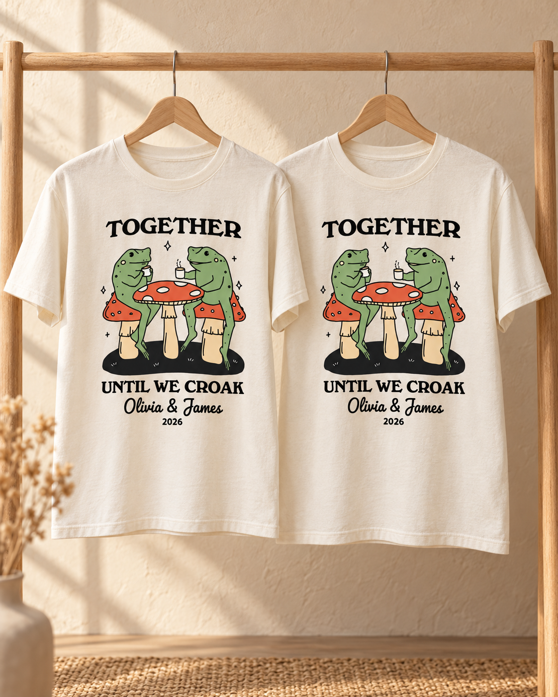 Together Until We Croak Personalized Couple Comfort Colors Tee mockup 4