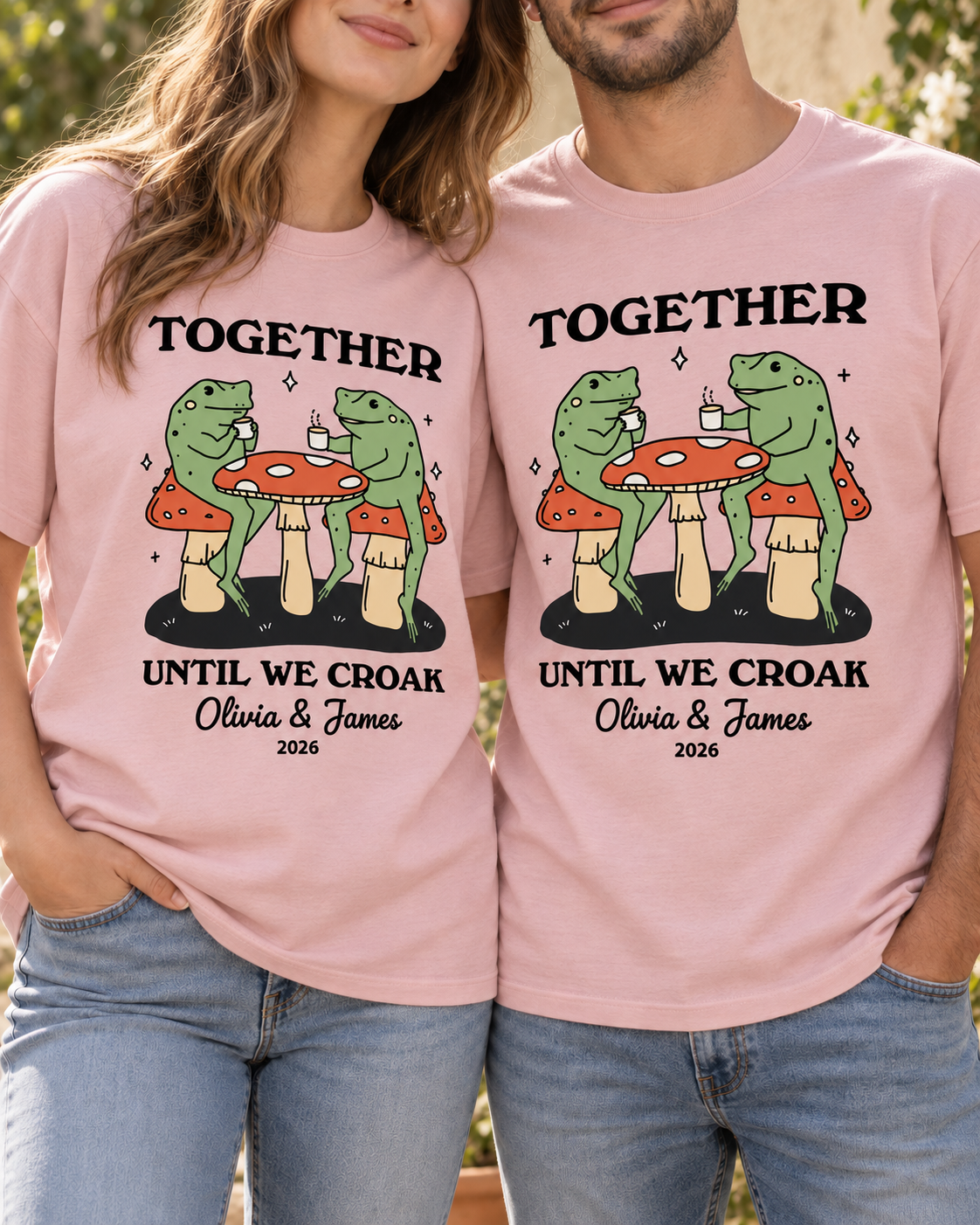 Together Until We Croak Personalized Couple Comfort Colors Tee mockup 5