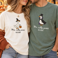 Personalized Mr. & Mrs. Silly Goose Halloween Couple Comfort Colors Tees image 1