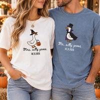 Personalized Mr. & Mrs. Silly Goose Halloween Couple Comfort Colors Tees image 2