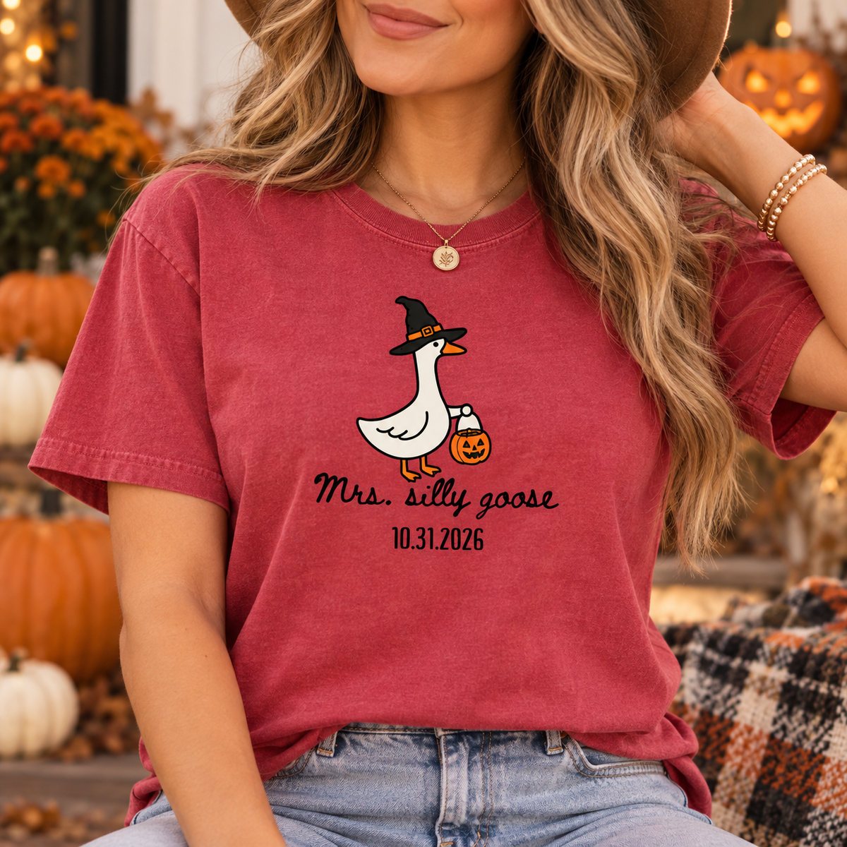 Personalized Mr. & Mrs. Silly Goose Halloween Couple Comfort Colors Tees image 4