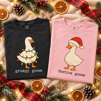 Grumpy Goose & Festive Goose Christmas Couple Comfort Colors Tees product image 8