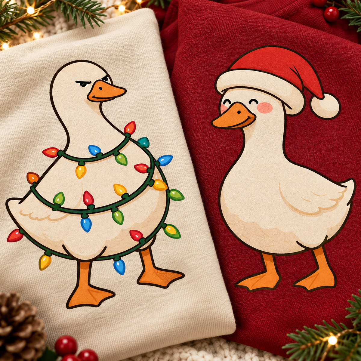 Grumpy Goose & Festive Goose Christmas Couple Comfort Colors Tees product image 9
