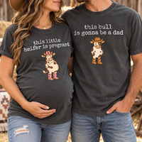 Little Heifer & Bull Pregnancy Announcement Comfort Colors Tee mockup 5